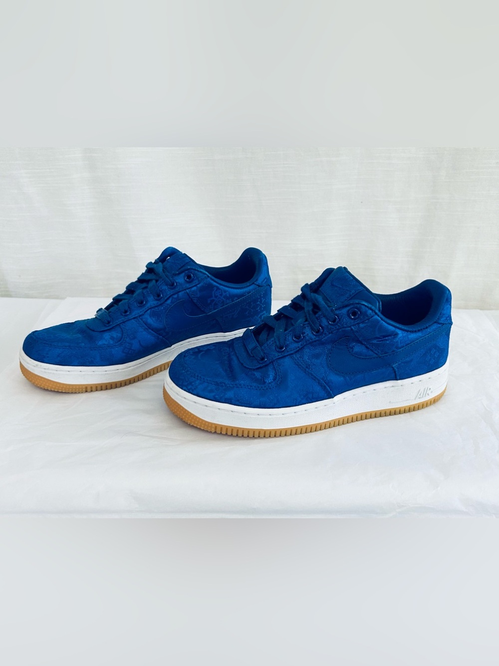 Nike Air Force 1 Low Blue Clot Silk Low-Top Sneakers with Gum Outsole - Picture 4 of 12